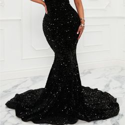 Black Sequin Dress- Size Small