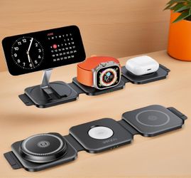 JARGO 3 in 1 Wireless Charging Station for Apple Devices, Foldable iPhone Chargi