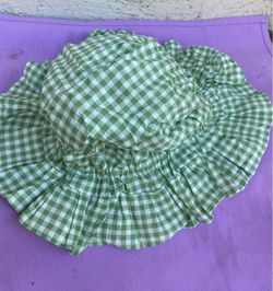 Green Gingham Ruffle Sun Hat