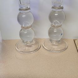 Gorgeous Vintage Heavy Glass Candlestick Holders