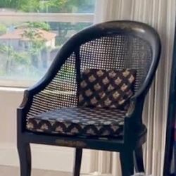 Two Vintage Cane Barrel Chairs