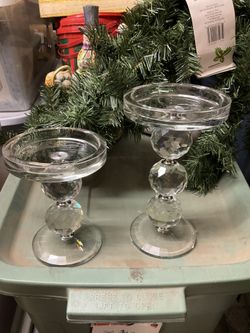 Pair Of Glass Candlesticks