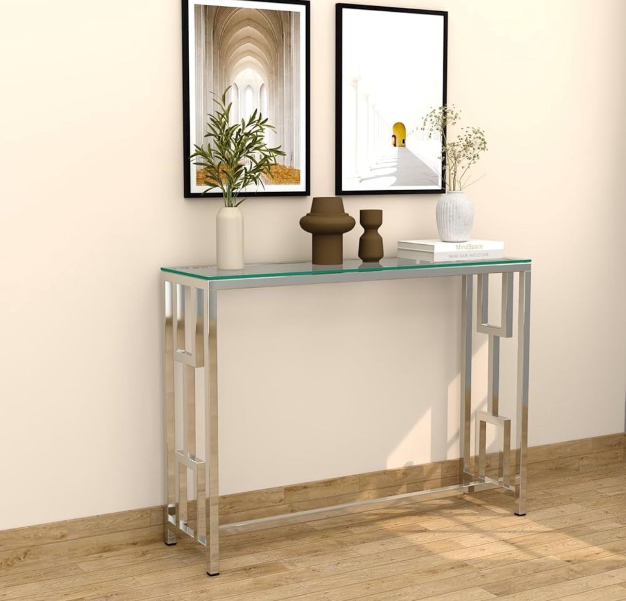 Glass And Chrome Console Table