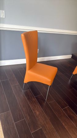Modern Orange Dining Chairs Set Of 8 