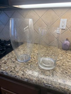 Two Large Glass Vases