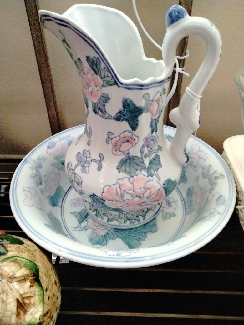 Vintage Water Pitcher And Bowl On Sale