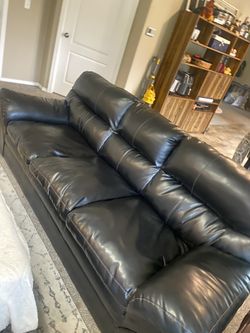 Black Leather Comfy Couch