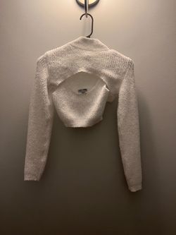 Fashion Nova White Fuzzy Crop Sweater