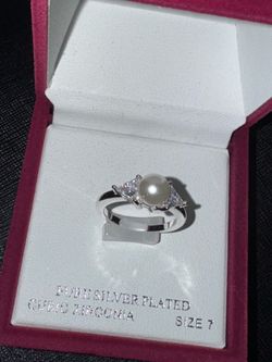 Pure Silver Plated Cubic Zirconia Size 7