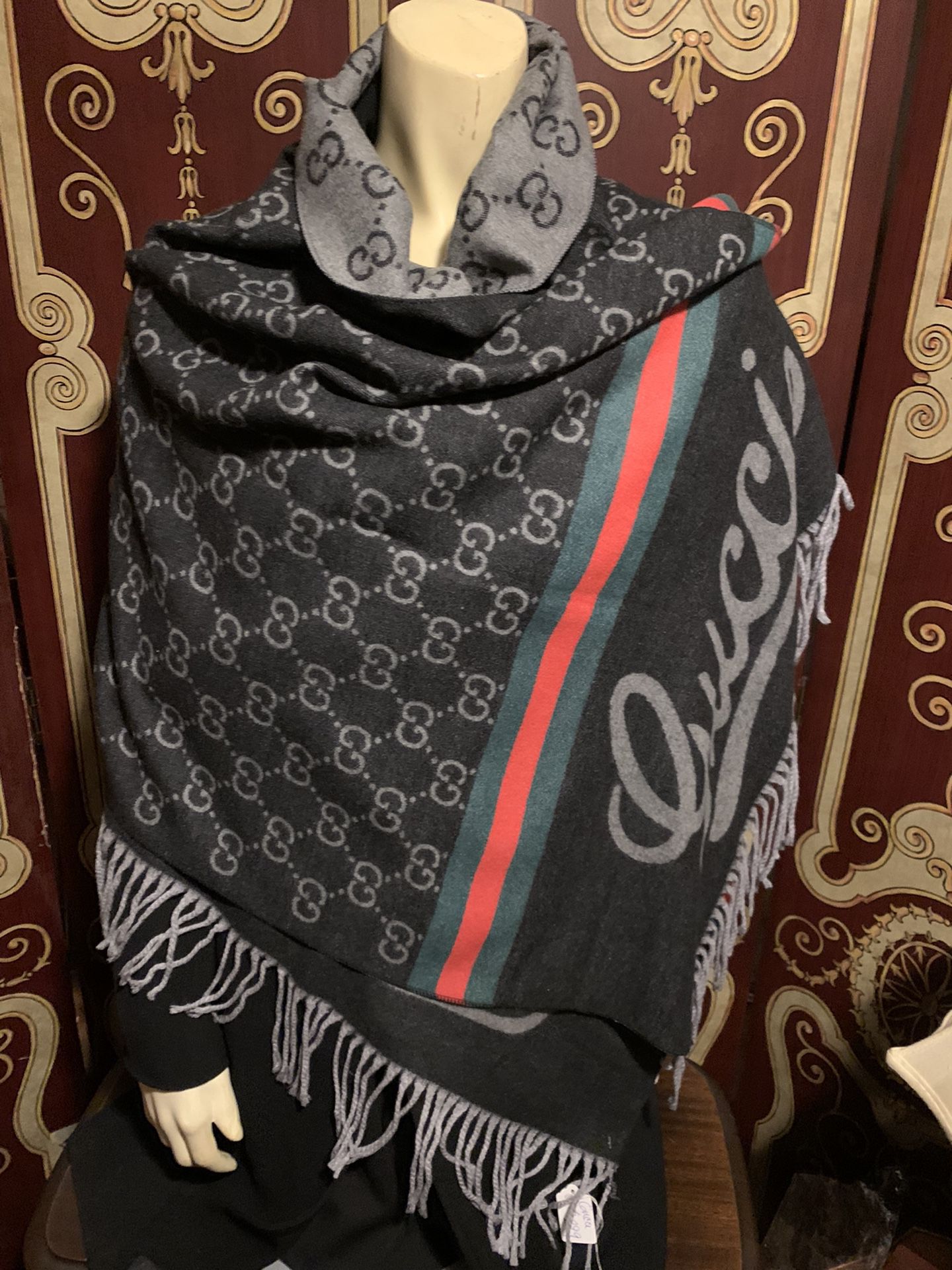 Original Gucci Cashmere Unisex reversible long scarf