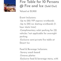 11/23 - Fire Pit VIP Table Experience At Christmas At The Fairmont Princess 