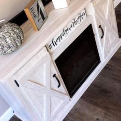 Electric Fireplace TV Stand New in Original Packaging With Advanced Fire-Glass Crystal Ambiance.