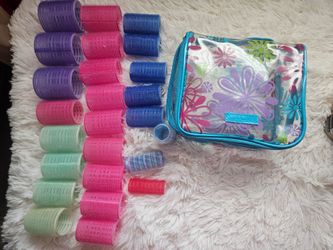Modella 25 Reusable Plastic Self-adhesive Hair Rollers Curlers W/ plastic zippered carry bag