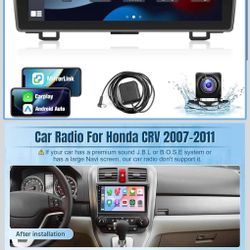 Android Car Stereo for Honda CRV 2007 2008 2009 2010 2011 Radio, 9inch Touch Screen for CRV Radio with Carplay Android Auto Bluetooth GPS WiFi FM SWC 