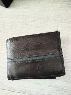Lacoste mens wallet. Dark brown leather