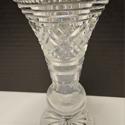 Waterford Irish Crystal Georgian Strawberry Footed Vase 8” Tall Watermark 24%