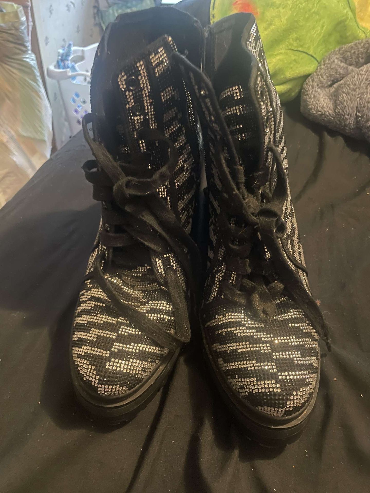Zebra Rhinestone Shoes Size 10