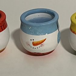 Vintage Country Snowman Christmas Candles Set Of 3 Original Box 2-1/4" Tall