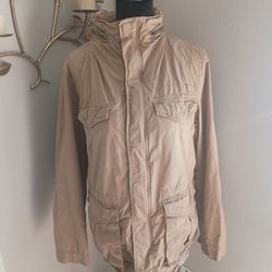 Gap Field Jacket Hide Away Hood Woman's Medium Tan Khaki