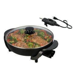 New Mainstays 12" Round Nonstick Electric Skillet with Glass Cover