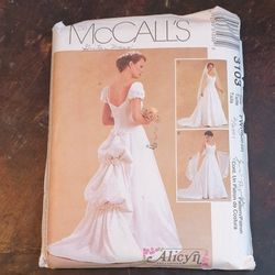 McCall's Sewing Pattern 3103, Misses' Wedding Dress, Bridal Dress, Bridal Elegance, Size 18-20-22, UNCUT (factory folded), Year 2001

