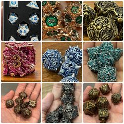 DnD RPG Solid Metal Dice Sets Of 7