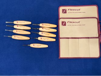 Flexcut Carving Tools, Micro Tools (4 Chisel, 4 Dogleg, V-tool, 2 Knife rolls)
