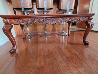 Vintage Mahogany Chippendale Style Claw Feet Glass Top Coffee Table