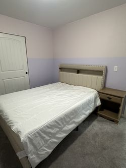 Beige Bed Frame Queen