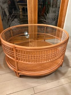 FREE Wicker Coffee Table with Glass Top