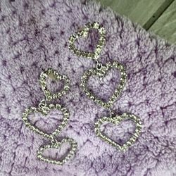 3 Tier Crystal Silver Earrings 