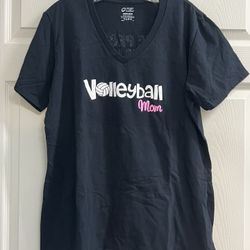 Port and Company Volleyball Mom Black V-Neck Short Sleeve T-shirt - Size XL VGUC