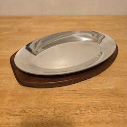 NEW Wooden charger with metal tray