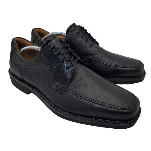 ECCO 'Seattle' Mens Apron Toe Black Leather Oxfords EU 44/US 10-10.5 Dress Shoes