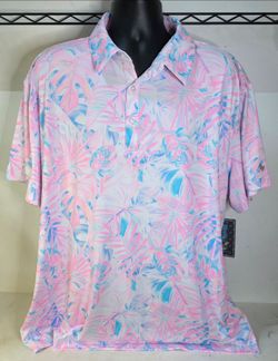 Birdie Bound Tropical Pastel Golf Polo Mens 2XL
