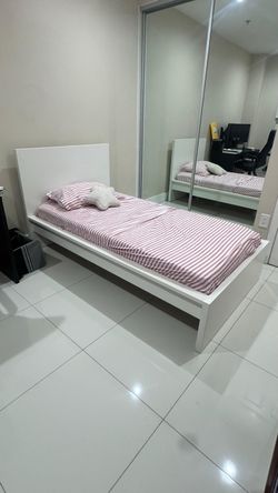White Twin Bed Frame and mattress good condition