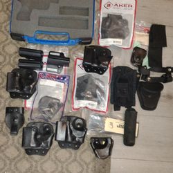 Leather Handcuff & Magazine Holder Several Varieties & Gun Case 18 pcs