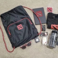 Dota 2 Swag Bag Kit T16 Drawstring Backpack T-Shirt and Accessories Collectibles