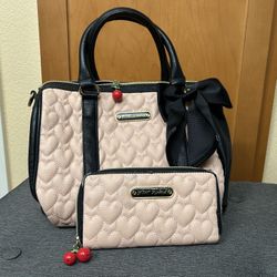 Betsy Johnson Pink Cherry Bag Set 