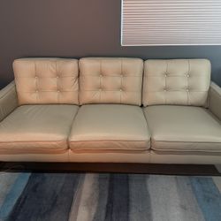 Beige Leather Couch