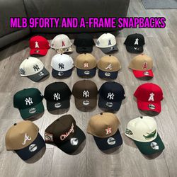 MLB New Era Anaheim Angels, New York Yankees, Atlanta Braves,  Dodgers, White Sox, Houston Astros, Rays  9forty Reg And A frame Snapbacks Hats Caps 