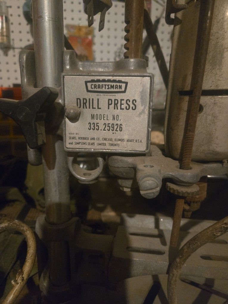Vintage Craftsman Drill Press W/ Drill