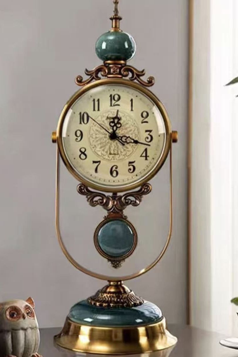 ✌️ Desktop Pendulum Clock/Living Room Table Clock,Mantel Clock for Living Room Decor Above Fireplace,Vintage Mantle Clock with Pendulum