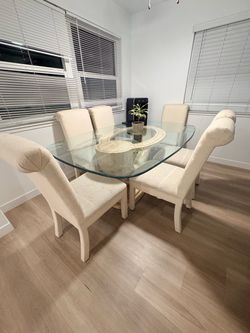 Marble Dinning table Set w/ Chair and Ottoman