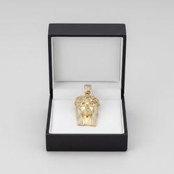 10K Yellow Gold Diamond Jesus Face Pendant - 0.23ct