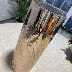 Vase Long Cylinder Pink Gold 