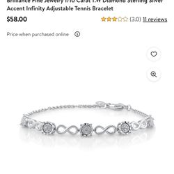 Brilliance Fine Jewelry 1/10 Carat T.W Diamond Sterling Silver Accent Infinity Adjustable Tennis Bracelet