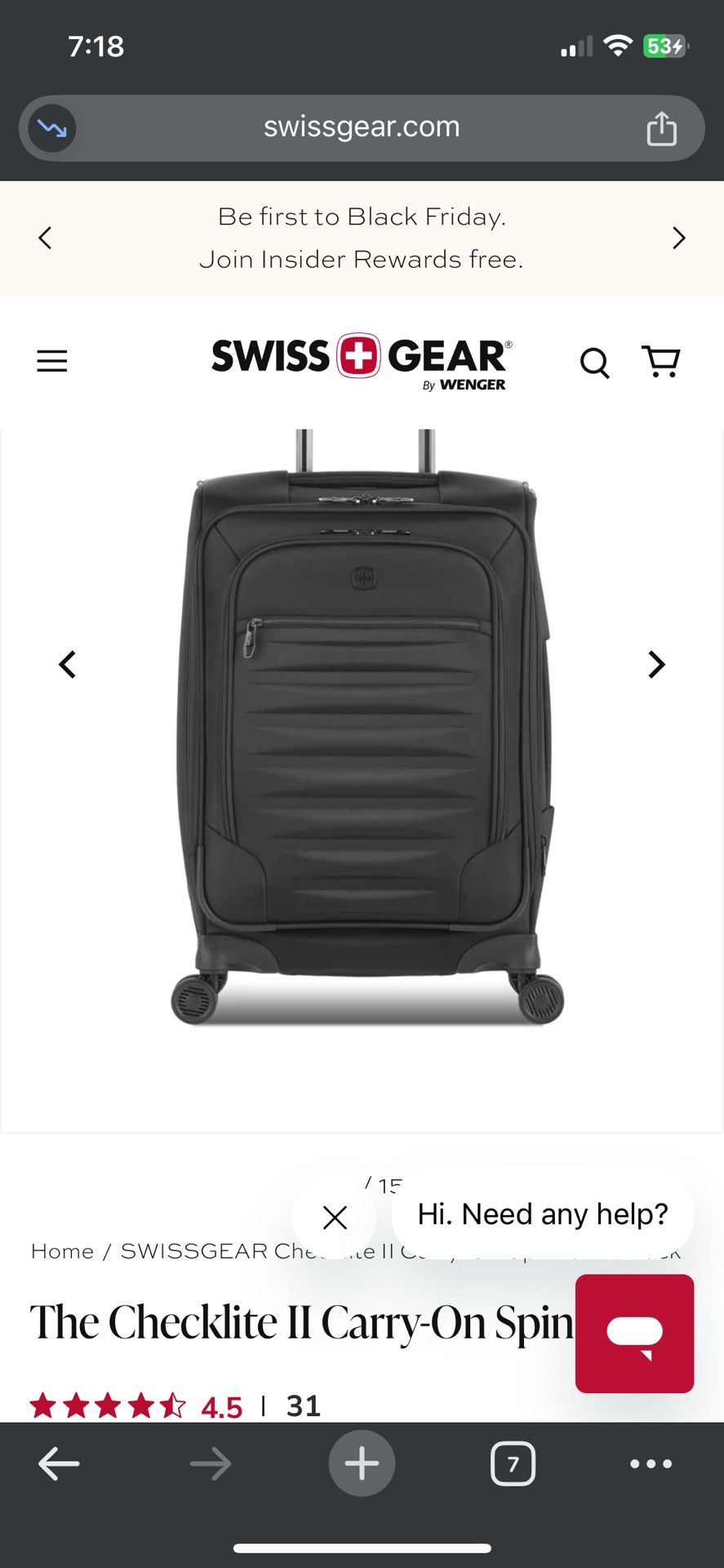 Swiss gear Luggage Carryon Front Pocket