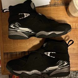 Size 6y- Jordan 8 Retro CROME Black 305368-003 6y GS