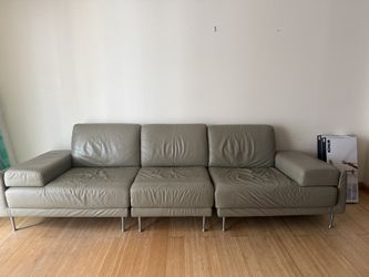 Italian Leather Sectional Sofa + Ottoman – Modern